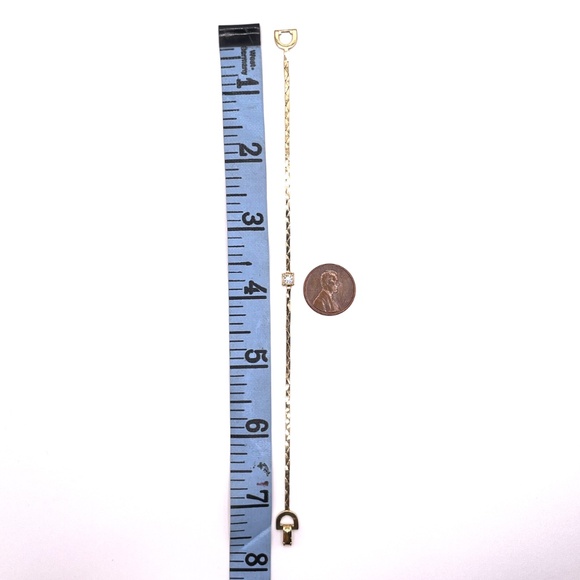 Christian Dior Signed Gold Plate Single Rhinestone Bracelet 7" - Picture 6 of 11